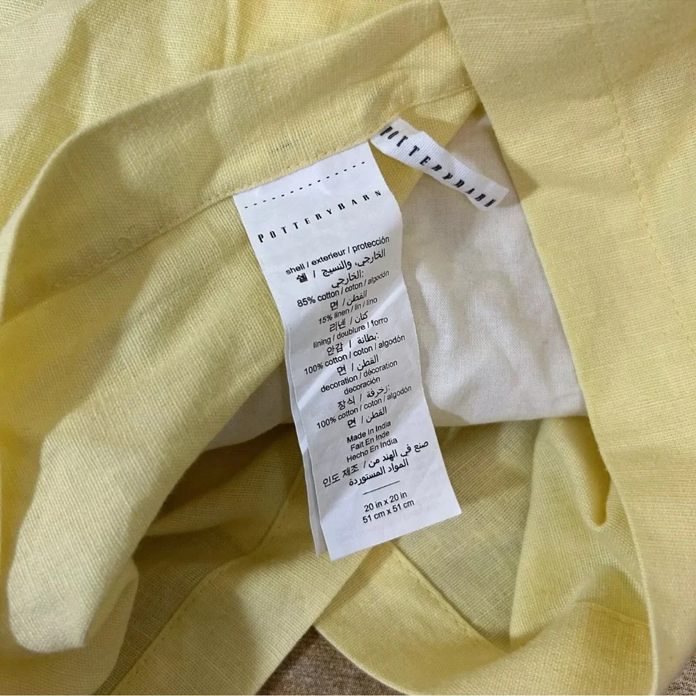 Pottery Barn Pillow Cover Yellow Pom Pom Embroidered 20